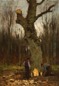 Woodcutters In The Forest by Jan Hendrik Weissenbruch