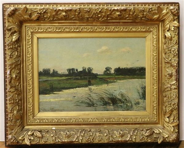 Hollands Polderlandschap Met Visser - view 1