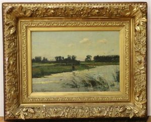 Hollands Polderlandschap Met Visser
