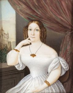 Bildnis Einer Jungen Frau In Weisem Kleid Und Goldschmuck by Anton Weissenfeld