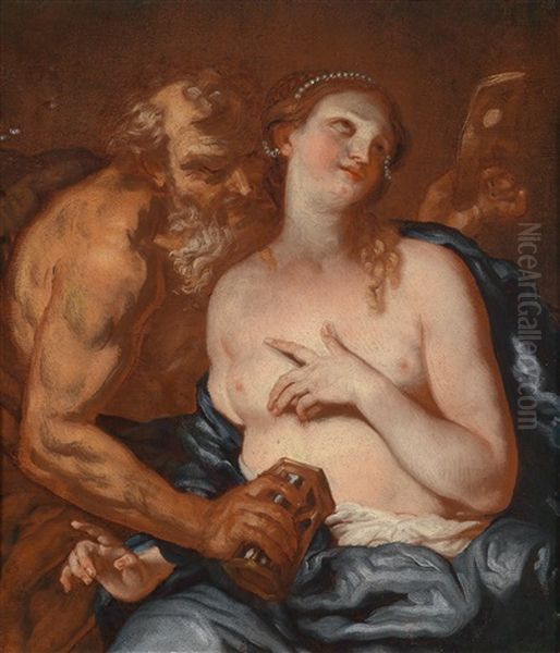 Allegorie Der Vanitas Mit Chronos Und Einer Jungen Frau - view 1