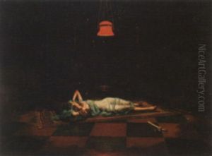 A Recling Beauty Under Lamplight