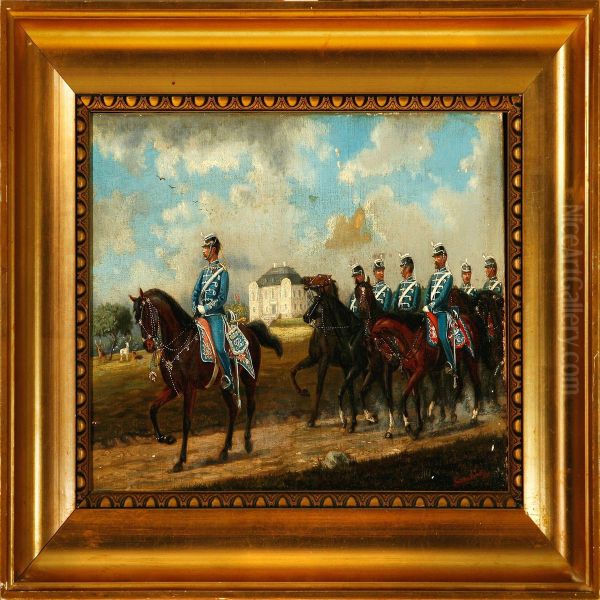 Danish Hussars Outside Eremitagen Palace, North Of Copenhagen - view 1