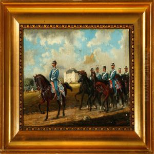Danish Hussars Outside Eremitagen Palace, North Of Copenhagen by Gustav Brock