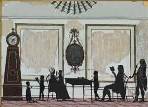 Louis Xvi-interior Med Snedkerfamilien Sorens I Silhuet by Joachim Gottfried Wilhelm Weitlandt