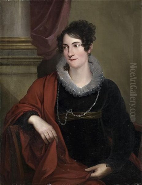 Portrait De Dame Au Chale Rouge - view 1