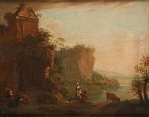 Paysage Lacustre Anime Avec Ruines