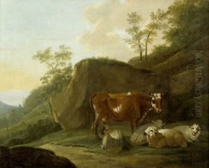 Pastorale Landschaft Mit Kuh Und Ruhenden Schafen by Johann Friedrich Weitsch