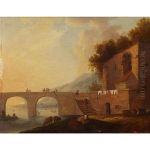 Figures Among Ruins Along An Aqueduct by Johann Friedrich Weitsch