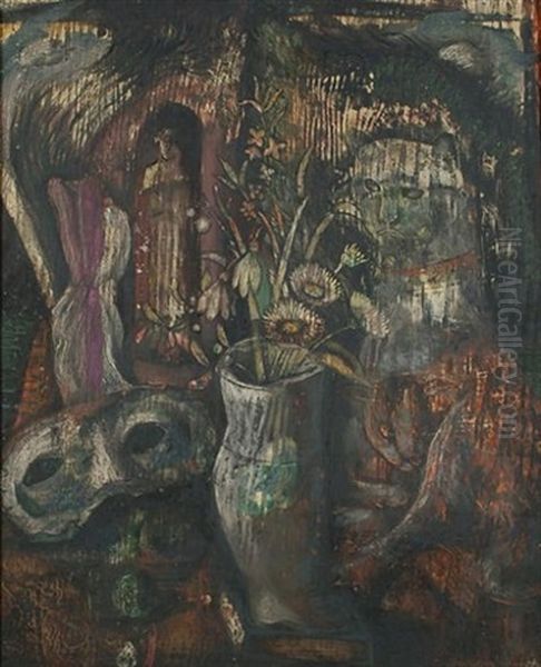 Still Life With Flowers And Cats (+ A Garden Scene, Verso) - view 1