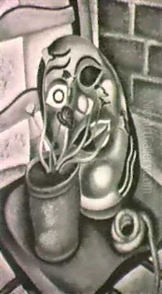 Still Life With Mask And Cyclamen - view 1