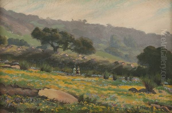 Landscape With Two Figures In A Field Of Flowers - view 1