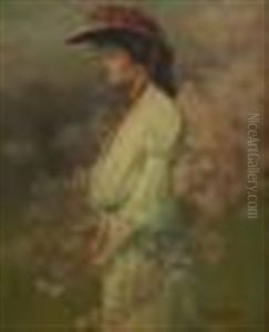 Victorian Woman Among Cherry Blossoms