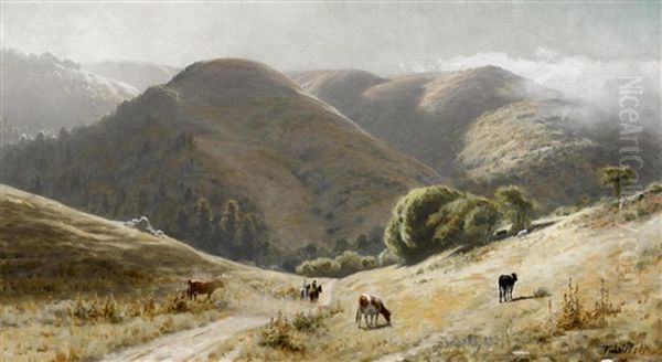 Riders And Cattle On A Marin Road - view 1