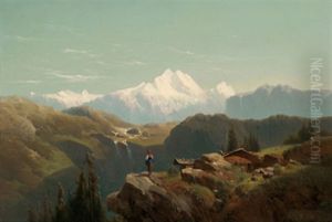 Alpenlandschaft Mit Figurlicher Staffage by Ernst Welker