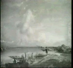 Abendsonne Am Chiemsee, In Der Rechten Unteren Ecke Undeutlich by Ernst Welker