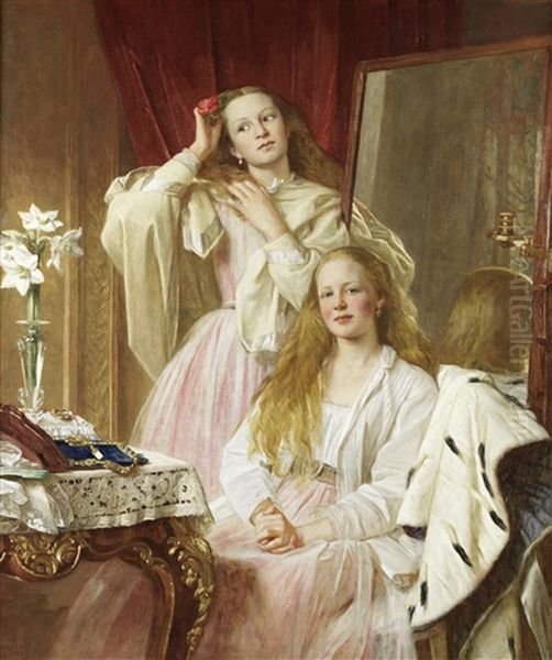 Portrait Of Emma And Federica Bankes Of Soughton Hall At Their Dressing Table - view 1