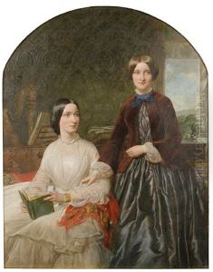 A Portrait Of Two Young Women In An Interior by Henry Tanworth Wells