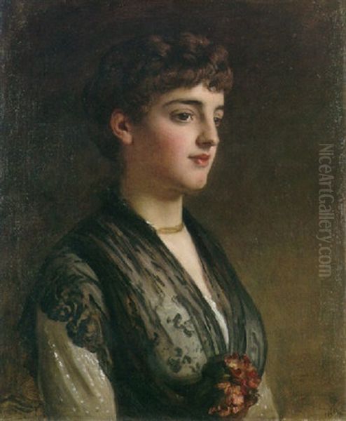 A Portrait Of A Lady With A Black Lace Shawl - view 1