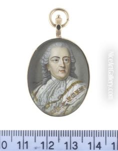 Louis Xv (1710-1774), King Of France And Of Navarre (1715-1774), Wearing Ermine Cloak, White Stock And Lace Cravat, Collars Of The Golden Fleece... by Jean Daniel Welper