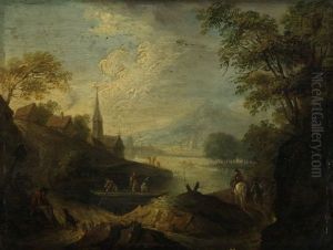 Seeufer Mit Fischern Und Reiter (+ Seeufer Am Fusse Einer Burg; Pair)