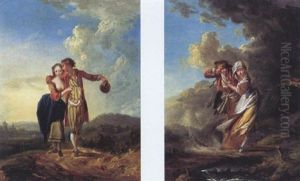 Couple De Paysans Dans Un Paysage by Gottlieb Welte