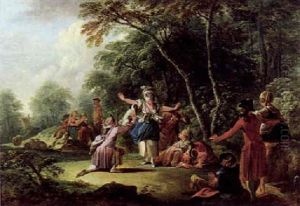 Blinde-kuh-spiel Auf Einer Waldlichtung by Gottlieb Welte