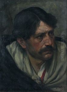 Portrait Eines Kunstlerkollegen(?) Mit Schwarzem Umhang