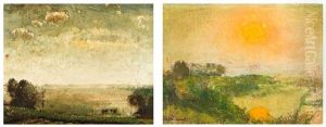 Landscape - Landscape With Sun by Ernest Welvaert