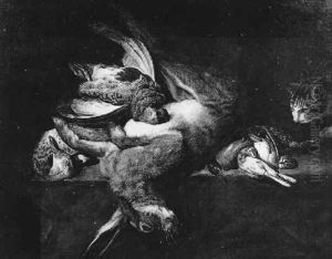 Jagdstilleben Mit Einer Katze by Carl Welz