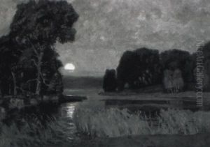 Abend Am See. Herbstlandschaft by Karl Wendel
