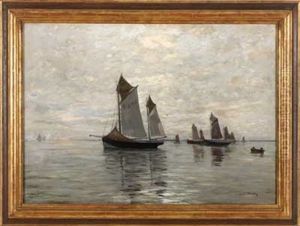 Auslaufende Fischerboote by Gustav Wendling