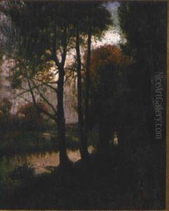 Frau Mit Kleinkind Beim Spazieren Am Seeufer by Gustav Wendling
