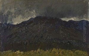 Mountain Landscape And Thick Clouds by Josef Wenglein