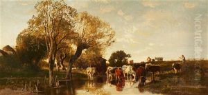 Landscape With Cattle by Josef Wenglein