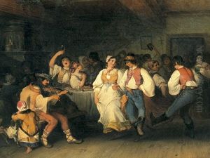 Ungarischer Tanz In Der Bauernstube by Johann Baptist Wengler
