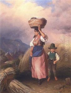 Mutter Mit Kind Auf Hochalm Im Salzkammergut