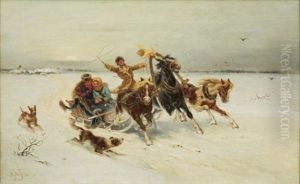Winter Landscape With Troika by Karl Gottlieb Wenig
