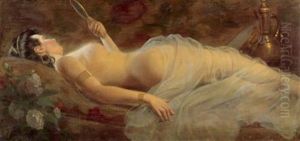 Liegende Mit Spiegel by Karl Gottlieb Wenig