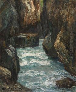 In Der Partnachklamm Bei Partenkirchen by Albert Wenk