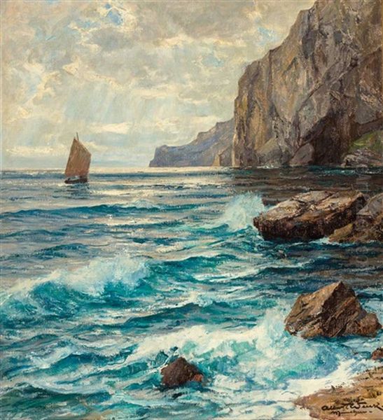 Kustenlandschaft An Der Amalfitana Mit Prachtvollem Lichteinfall Und Segelboot - view 1