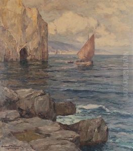 Sailing Boat On The Mediterranean Coast by Albert Wenk