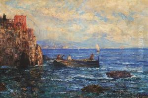 Off The Coast Of Capri Near The Entrance To The Blue Grotto by Albert Wenk