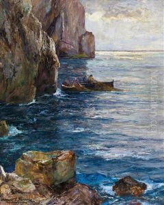Fischer Bei Der Felsenkuste Von Capri by Albert Wenk