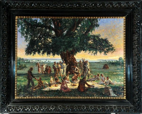 Feiernde Kunstlergesellschaft Beim Picknick Am See - view 1