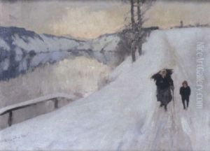 Holzsammlerin Im Winter by Brynolf Wennerberg