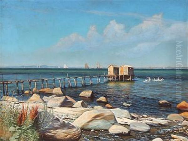 Coastal Scene With Bathing Boys - view 1