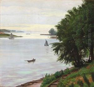 View Towards A Fjord by Emil August Theodor Wennerwald