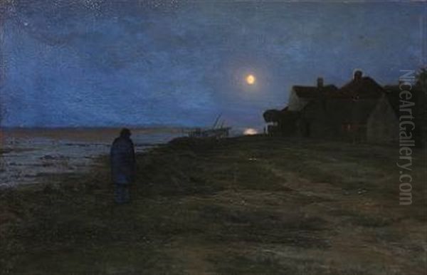 Coastal Scene From Dragor In Denmark At Moonlight - view 1