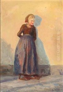 A Girl From Dragor At A House Wall In Evening Sun (study)